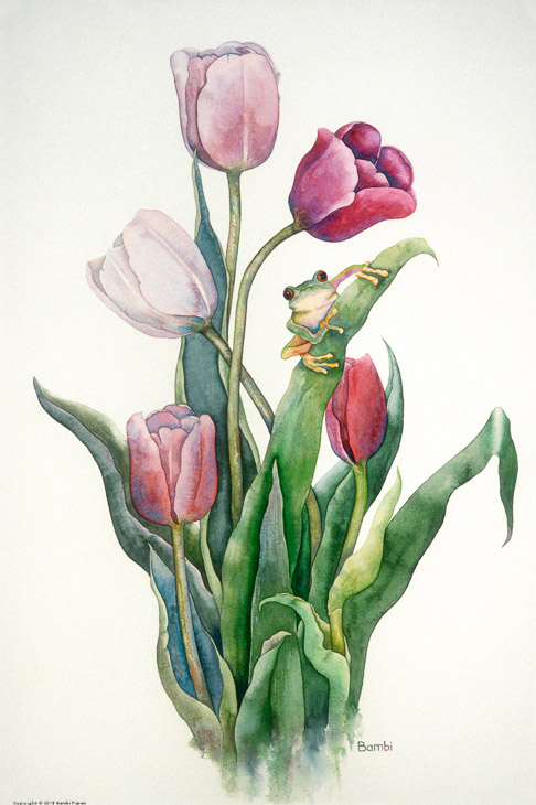 Frog and Tulips