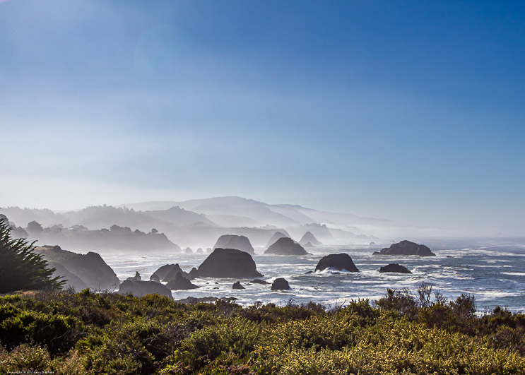 Sea Stacks and Fog along the Coast. North of Fort Bragg