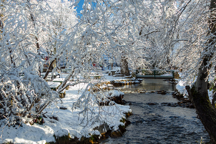 Snow along Angels Creek in Murphys