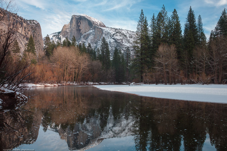 Half Dome Near Sunset with Reflection